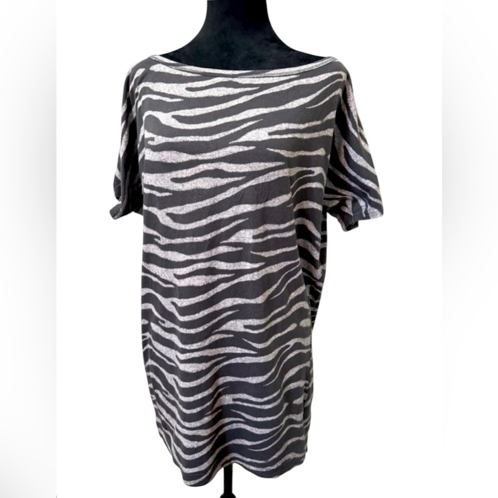 Moda International Cotton Zebra Print Tunic Top Festive Boho Chic Vibe size M
